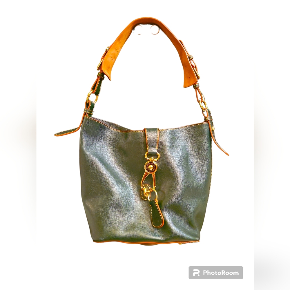 Vintage Green Large Leather Logo Dooney and Brouke Handbag Purse
